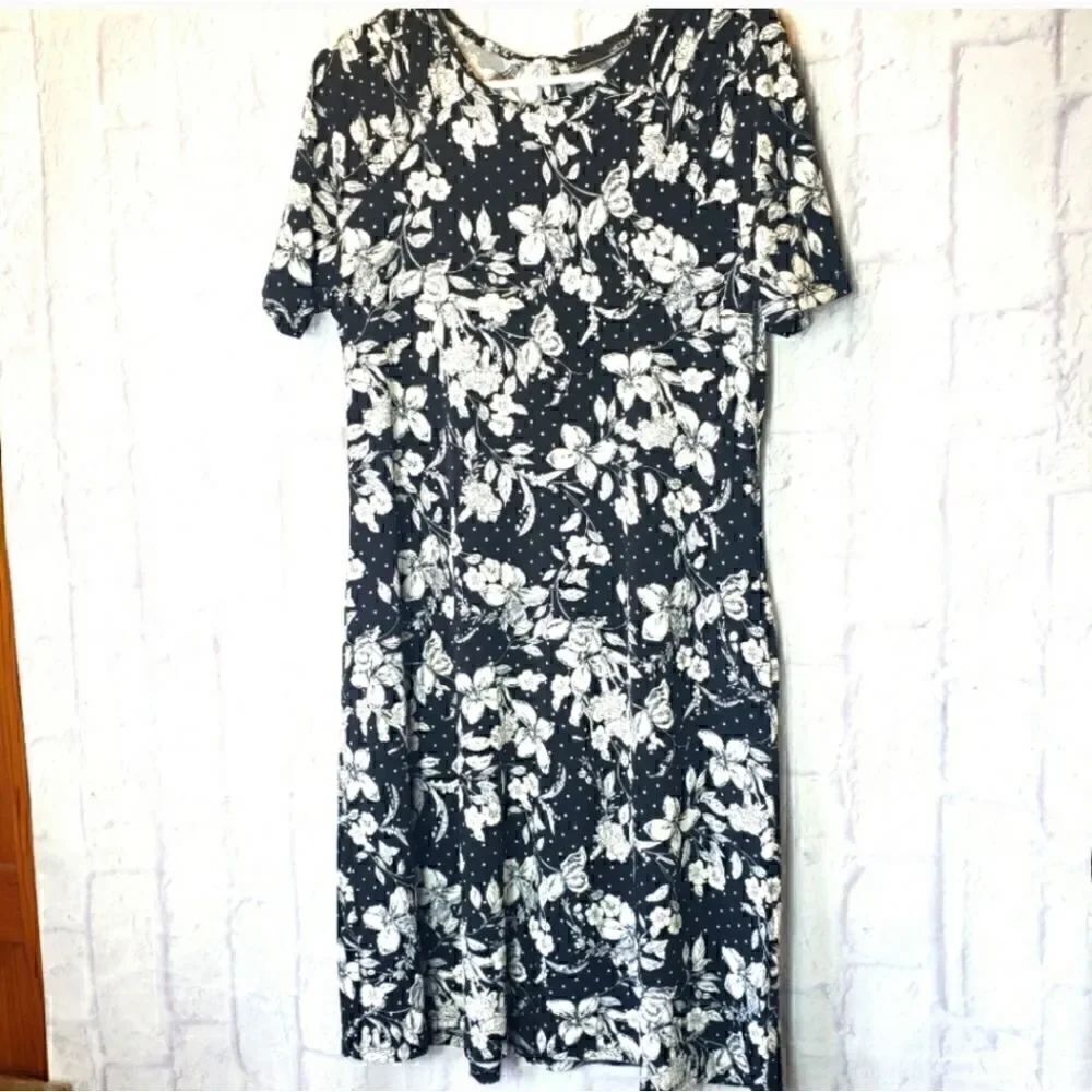 CHETTA B Floral & Polka-dot Jersey-knit Dress Medium